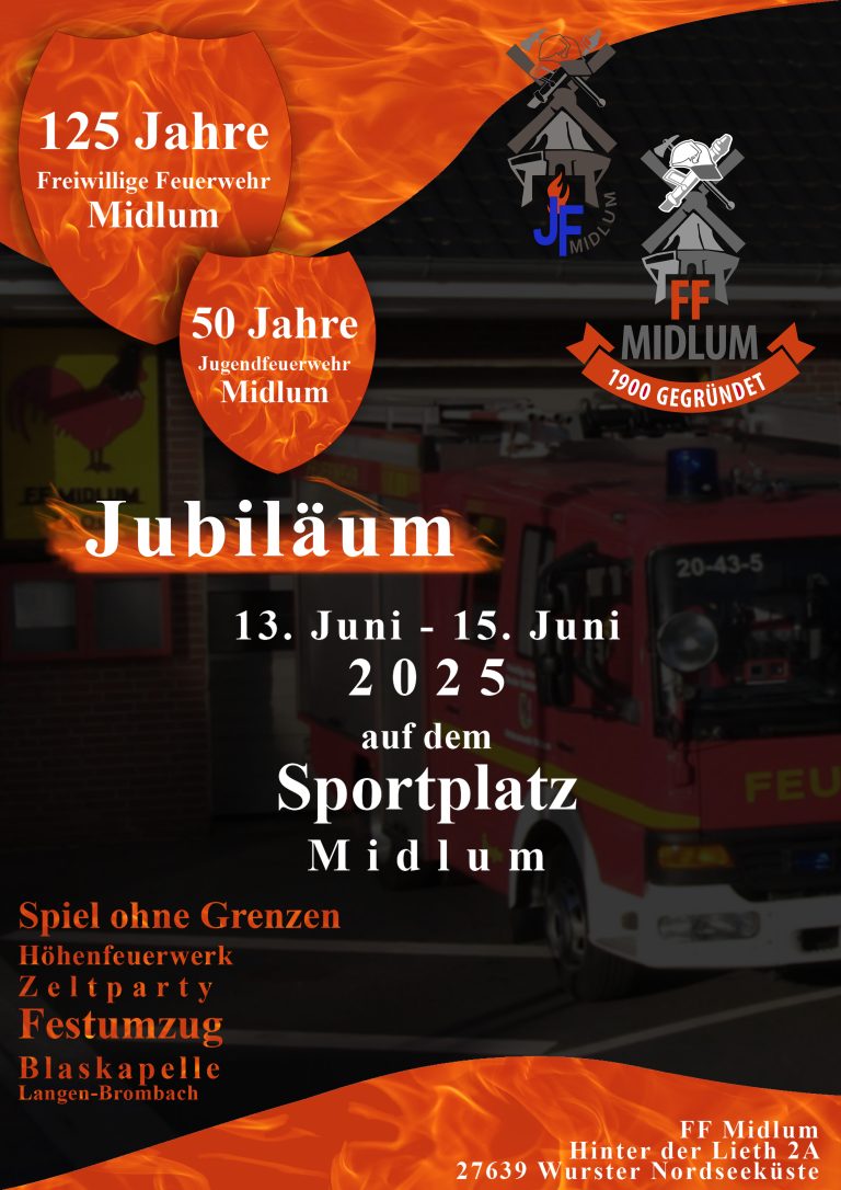 Flyer als Print für die freiwillige Feuerwehr Midlum in Cuxland